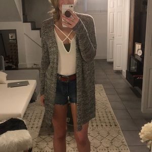 Black and gray lightweight drapey cardigan